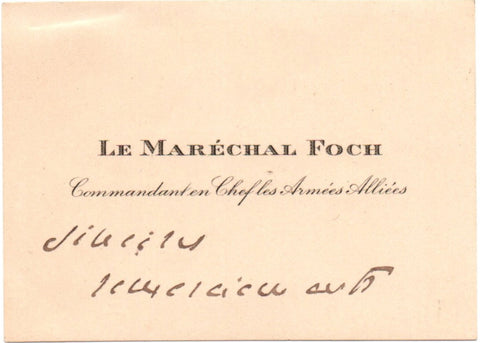 FOCH Ferdinand - Visiting Card with message