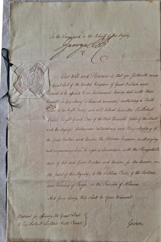 GEORGE IV - Document Signed 1818 ceding the territory of Parga to the Sublime Porte