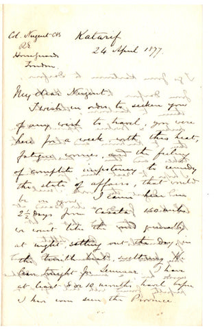 GORDON General Charles George - Autograph Letter Signed 1877 describing his travels in Sudan