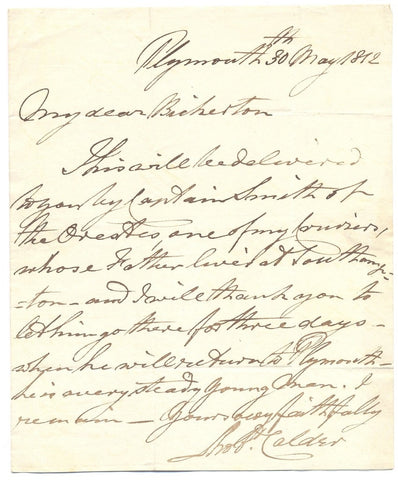 CALDER Sir Robert - Autograph Letter Signed 1812
