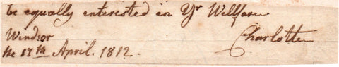 CHARLOTTE Queen Consort of George III - cut signature