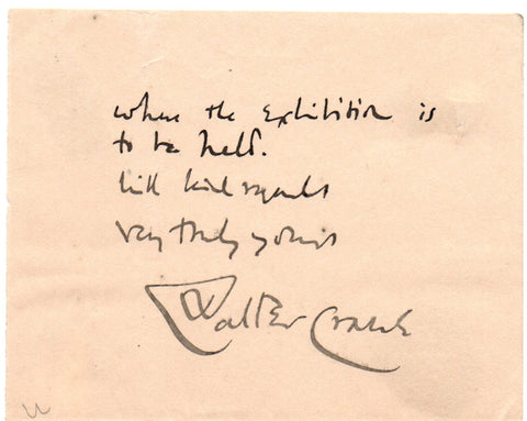 CRANE Walter - signature with last lines of a letter