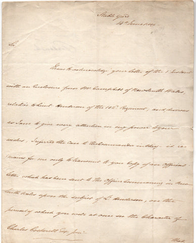 FREDERICK DUKE OF YORK - Letter Signed 1809 regarding problems in New South Wales
