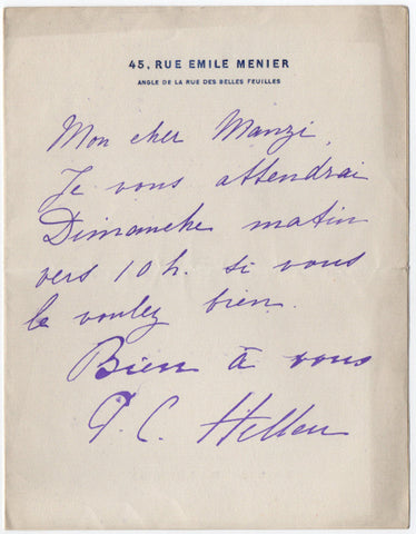 HELLEU Paul-Cesar - Autograph Letter Signed to his art dealer