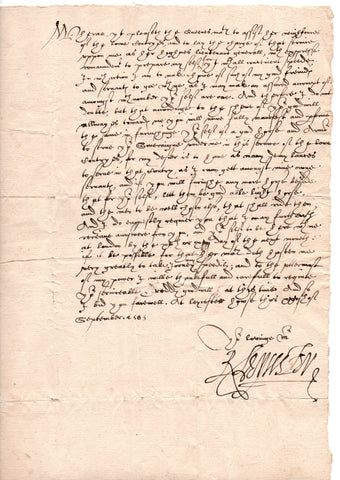 LEICESTER Robert Dudley, Earl of - Letter Signed 1585 recruiting support for his campaign in the Spanish Netherlands
