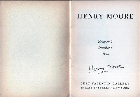 MOORE Henry - Exhibition catalogue Signed 1954