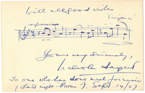 SARGENT Malcolm - Autograph Musical Quotation Signed from Enigma Variations