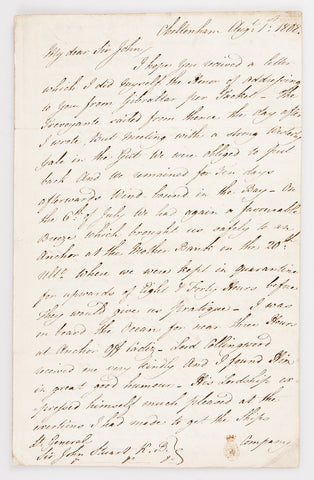 SHERBROOKE John Coape - Autograph Letter Signed 1808