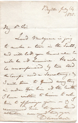 DEVONSHIRE William Cavendish, 6th Duke - Autograph Letter Signed arranging a visit to Lismore