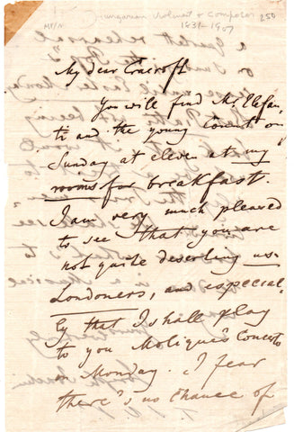 JOACHIM Joseph - Autograph Letter Signed arranging a musical evening
