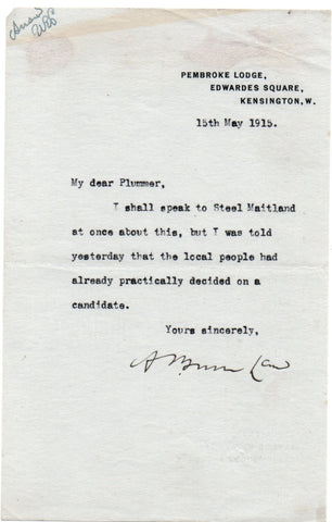 LAW Andrew Bonar - TLS 1915 concerning a candidate
