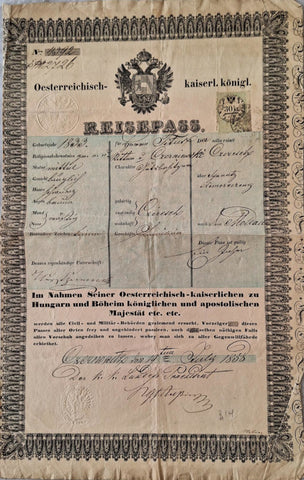 PASSPORT - Austria 1858