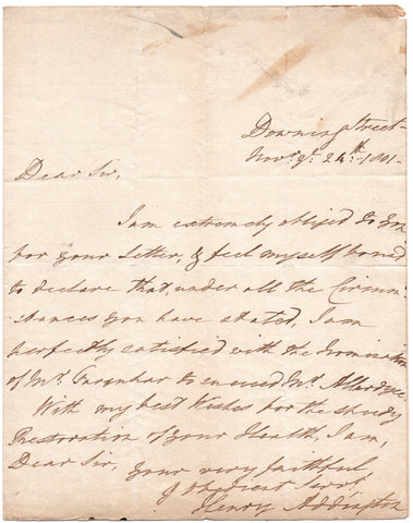 ADDINGTON Henry - Autograph Letter Signed 1801 approving a candidate