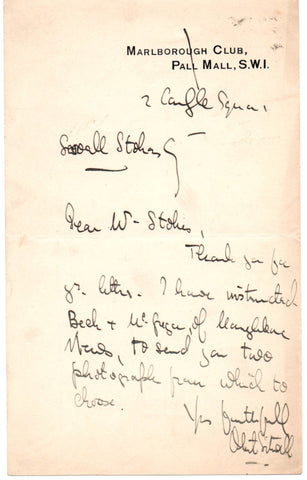 SITWELL Osbert - ALS to Sewell Stokes sending photographs