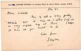 SPENDER Stephen - Autograph Card 1953 with copy of Valery's Poesies, inscribed