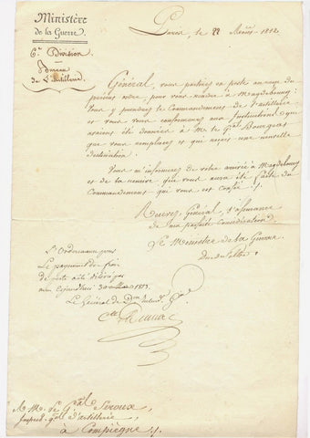 CLARKE Henri Duc de Feltre - Letter Signed 1812
