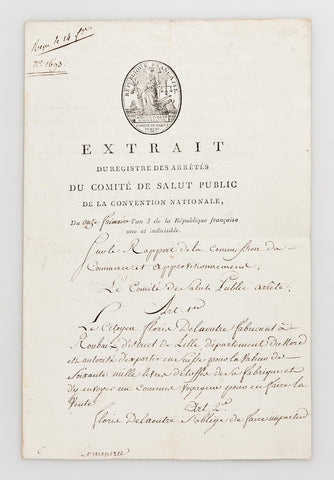COMITE DE SALUT PUBLIC 1794 - exporting to Switzerland