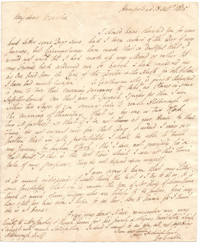 CRABBE George - Autograph Letter Signed 1825 returning to Aldborough