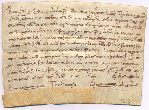 de CORBEIL Peter - Document in his name, August 1213