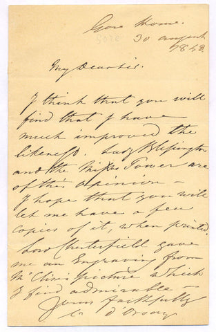 D ORSAY Alfred Count - Autograph Letter Signed 1848 mentioning Lady Blessington