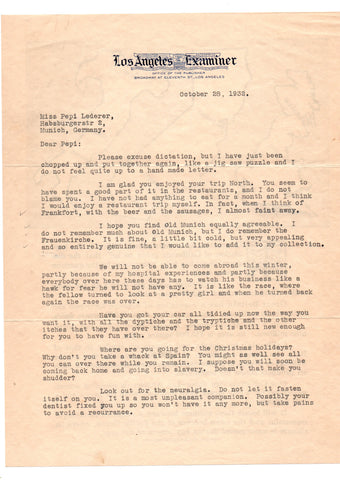 HEARST William Randolph - three Letters Signed 1932-34 one giving an account of a California earthquake