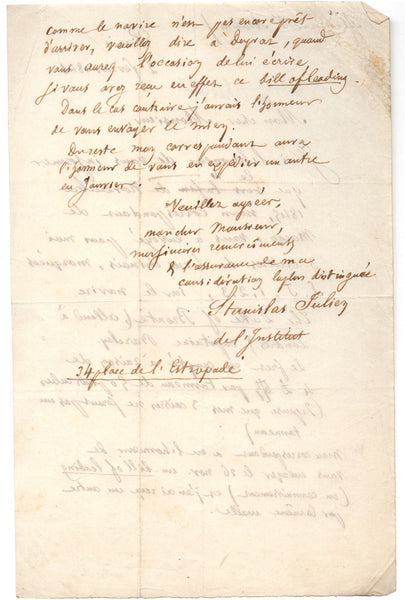 JULIEN Stanislas - ALS 1846 regarding books from Macao – Richmond ...