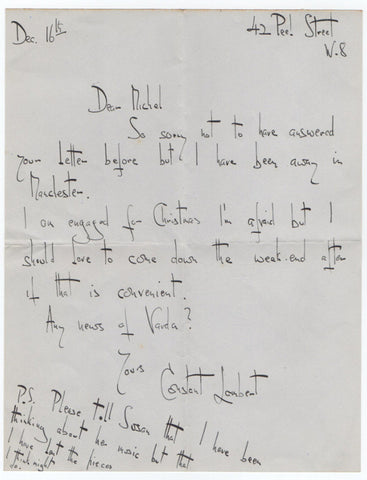LAMBERT Constant - Autograph Letter Signed asking for news of Varda