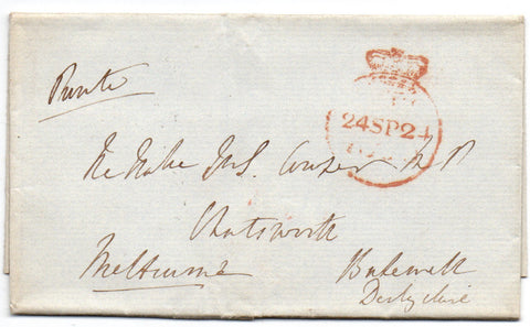 MELBOURNE William Lamb Viscount - Letter Cover Signed 1824