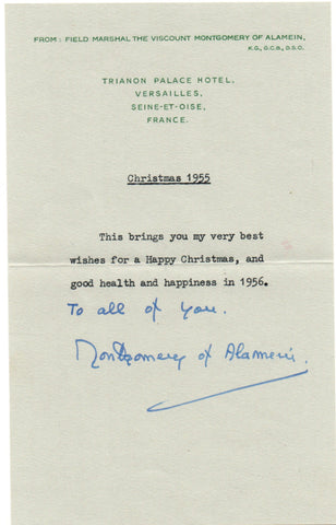 MONTGOMERY Bernard Law - Christmas Greetings 1955