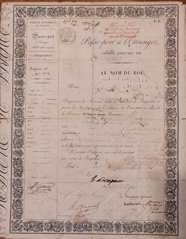 PASSPORT 1841 - French Passport for engraver Ferdinand Delannoy