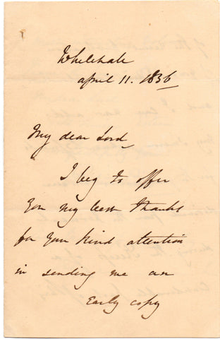 PEEL Robert - Autograph Letter Signed 1836 to Marquess Wellesley