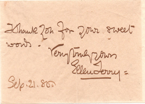 TERRY Ellen - Autograph Message Signed 1886