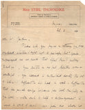 THORNDIKE Dame Sybil - Autograph Letter Signed 1926 thanking an editor for a sympathetic article