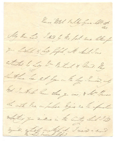 WELLINGTON Arthur Wellesley Duke of - Autograph Letter Signed 1805
