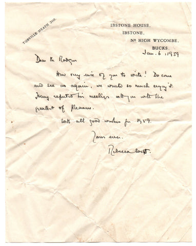 WEST Rebecca - Autograph Letter Signed 1959